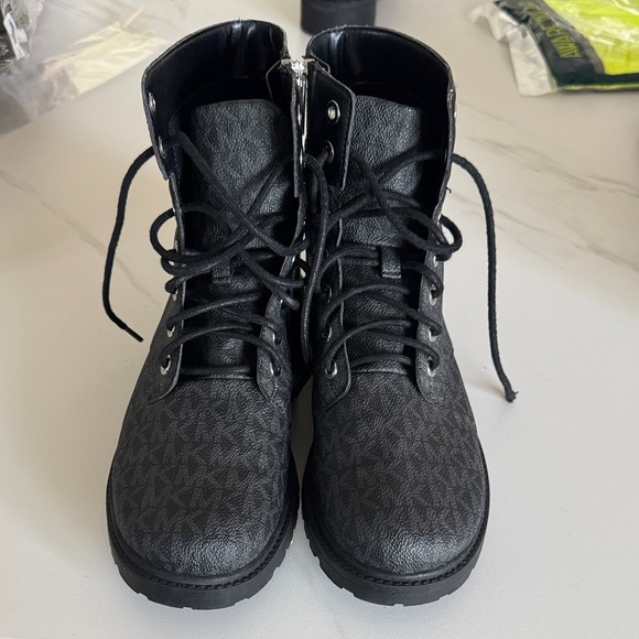 Michael Kors Black and Gray Combat Boots - Picture 2 of 5